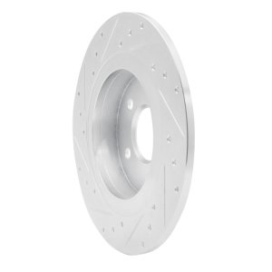 Mercedes-Benz SLK250 Brake Rotor (1) - Rear Right - R1 Concepts - Drilled & Slotted - Silver - `12-`20